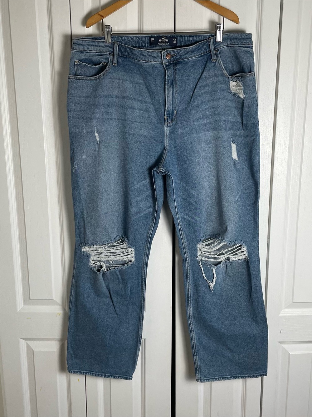 Hollister Ultra High Rise Dad Jeans Women’s Plus Size Curvy 21R 35W Blue Stretch